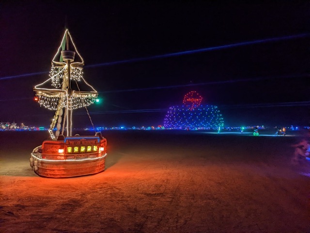 Lady Washington Art Car with fireworks